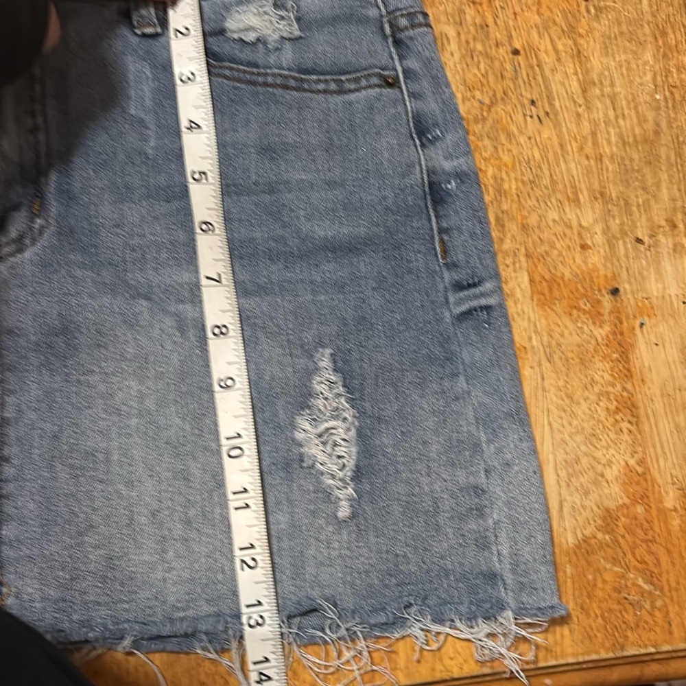 Floral embroidered denim stretch skirt size L - Picture 9 of 11